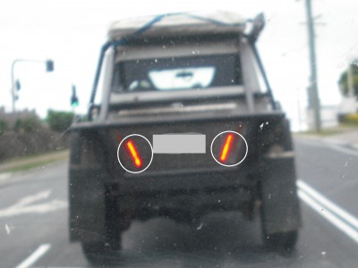 Brake / tail lights too small, too close. Reflectors & indicators would be nice !
